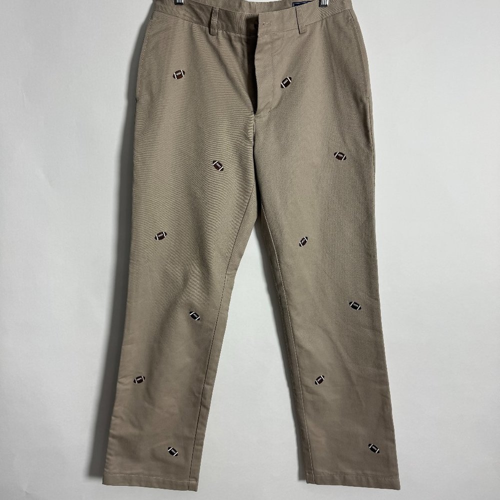 NEW VINEYARD VINES MENS FOOTBALL EMBROIDERED CLUB KHAKI PANTS 32X32 🏈🏈🏈